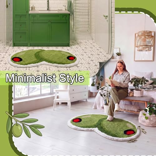 Drydiet Rug Bathroom Rugs Non Slip Absorbent Bath Mat Martini Theme Bath Mat a Tini Bit Older Carpet Washable 20x32 Inch Bathroom Rugs for Kitchen Front Door Living Home Gift (Olive) - style: Olive