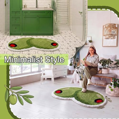 Drydiet Rug Bathroom Rugs Non Slip Absorbent Bath Mat Martini Theme Bath Mat a Tini Bit Older Carpet Washable 20x32 Inch Bathroom Rugs for Kitchen Front Door Living Home Gift (Olive) - style: Olive