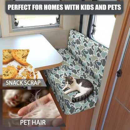 SEANATIVE Fish Camo RV Dinette Cushion Covers Stretch RV Sofa Seat Slipcovers Replacement Non-Slip Camper Cushion Slipcovers Washable RV Dinette Seat Covers - color: Fish Camo