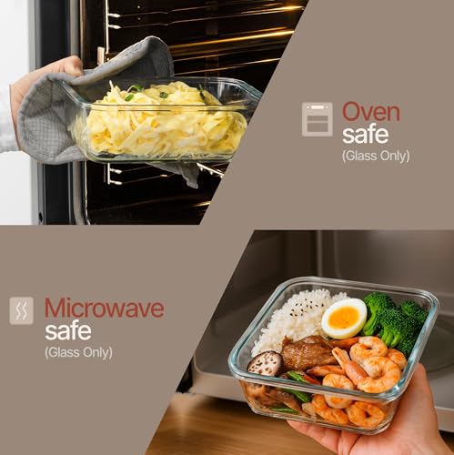 Bakken Borosilicate Glass Food Storage Containers with Lids 24 Pieces, BPA-Free Stackable Lunch & Leftover Containers, Microwave, Freezer & Dishwasher Safe, 100% Airtight Leak-Proof, Gray - color: Gray