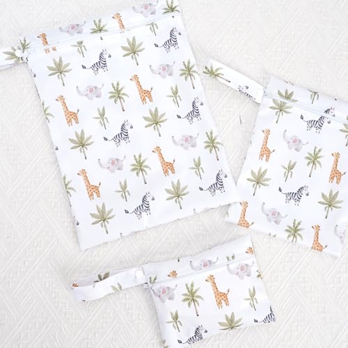 Happy Flute 3 Set Wet Bag Storage Bag Zipper Waterproof Washable | Travel Bags, Beach, Pool, Gym Bag for Cloth Diaper, Swimsuits & Wet Clothes(EF544) - color: EF643