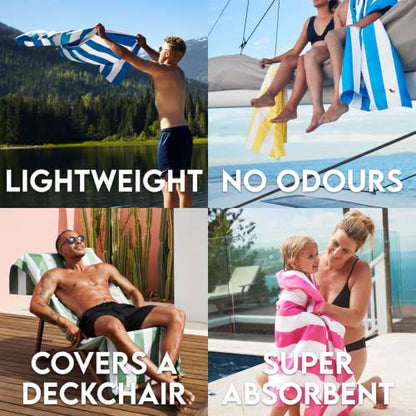 Dock & Bay Customized Beach Towel - Quick Dry, Sand Free - Compact, Lightweight - 100% Recycled - Includes Bag - Cabana - Whitsunday Blue- Large - color: Cabana - Whitsunday Blue, size: Large - Customize (160x90cm, 63x35")