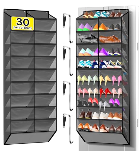 Kotkn 10-Tier Over the Door Shoe Organizer, 20 Pockets Holds 20-30 Pairs, Heavy-Duty Oxford Fabric with Hexagon Mesh for Boots & Sneakers-Dark Gray - color: 20-cell Dark Gray