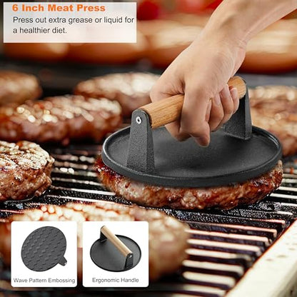 Grilljoy 38pcs Professional Griddle Accessories Kit for Blackstone, with Smash Burger Press, Extra Thick Grill Spatula, Turner, Flipper - Flat Top Grill Tools Kit for Outdoor BBQ Teppanyaki