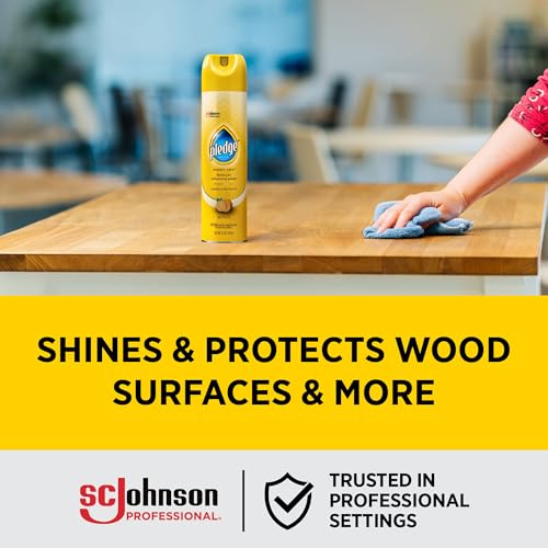 Pledge Enhancing Polish Spray, Wood Furniture & Stainless Steel Polish, Remove Dust and Fingerprints, Fast Shine and Protect, Prevent Scratches & Knicks - Lemon Scent, 9.7oz (Pack of 12)