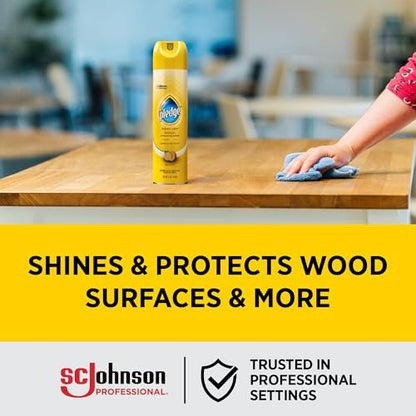 Pledge Enhancing Polish Spray, Wood Furniture & Stainless Steel Polish, Remove Dust and Fingerprints, Fast Shine and Protect, Prevent Scratches & Knicks - Lemon Scent, 9.7oz (Pack of 12)