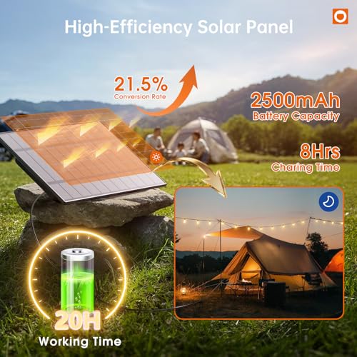 addlon 120FT(114+6) Solar String Lights Outdoor, Waterproof Solar Powered Outside Lights with Remote & USB Port, ST38 LED Shatterproof Bulbs, Dimmable Solar Light for Camping Backyard Porch - size: 120FT