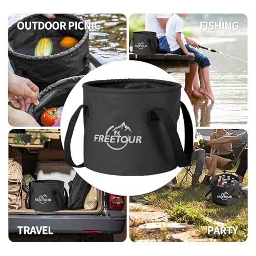 Baiao Collapsible Bucket 5 Gallon, Portable Collapsible Bucket with Handle, Folding Water Container for Fishing Camping Beach Hiking Home Travel Car Washing(Black 20L) - color: Black