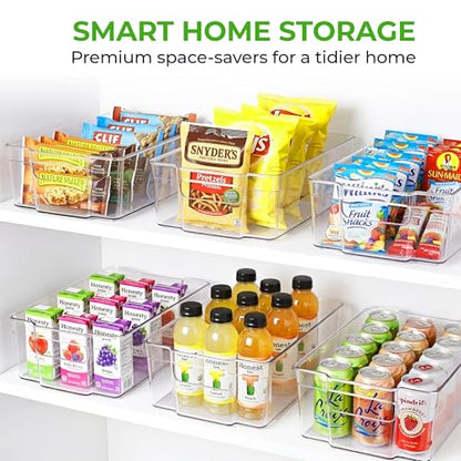Zulay Kitchen 4 Pack Clear Refrigerator Organizer Bins - Large Fridge Organizers and Storage Containers - Transparent, BPA Free, Durable, Shatterproof - size: L 12.5" x W 8.3"