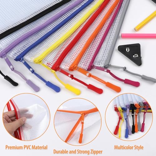 YOPCDJ 20PCS Mesh Zipper Pouch Bags File Storage Bags, A4 11x9 Inches Reusable Clear Zipper Pouches for Travel and Classroom Board Game Organization - size: A4, style: 25