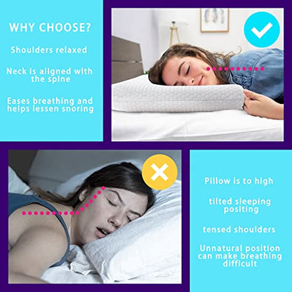 Ultra Thin Memory Foam Pillow, Thin Pillow for Sleeping, Cooling Low Profile Pillow for Stomach and Back Sleeper with Neck Pain (3-inches Height, White)