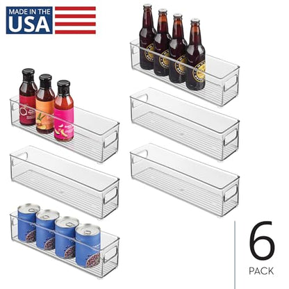 iDesign Stackable Fridge Bin with Handles, Set of 6, Clear | Ideal for Freezer or Pantry, Made in USA - style: Pack of 6