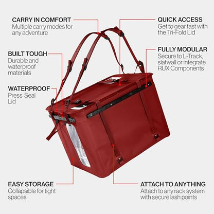 RUX 70L Collapsible Gear Box (Mars Red) - Modular Adventure Storage Solution For Camping Storage, Overlanding, Off-road And Van Life - Weatherproof, Durable and Multifunctional - color: Mars Red