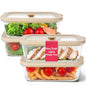 Ziruma Non-Toxic Glass Food Containers with Lids, 4-Pack, 35 oz, Beige | Plastic & BPA free. Glass body, glass lid & platinum silicone seal. Airtight & leakproof. Freezer & microwave safe. - size: 35 Oz
