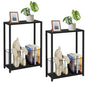 Homleke Narrow Side Tables Set of 2 with Magazine Holder, Skinny End Tables Perfect for Small Spaces, Space-Saving Design for Living Room, Bedroom, or Office, 7.1" D x 16.9" W x 23.6" H, Black - color: Black - Standard