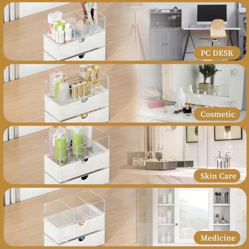 3 Tier Medicine Cabinet Organizer and Storage,Stackable Bathroom Medicine Organizer with Removable Dividers, Plastic Vanity Storage,White - size: 3 Tier White