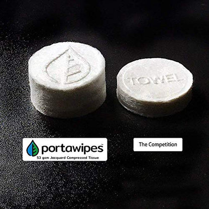 Portawipes Coin Tissues | 50 Pack with 5 Carrying Cases | Toilet Paper Tablets | Compressed Towels | Expandable Wipes | Soft & Odor Free - size: 10 Count (Pack of 5)