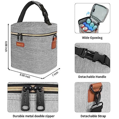 Mancro Baby Bottle Bag with Insulated Cooler, Fits 6 Baby Bottles Up to 9 Ounce with Ice Pack, Breastmilk Cooler Bag with Adjustable Shoulder Strap for Easy Carrying, Grey - color: Grey