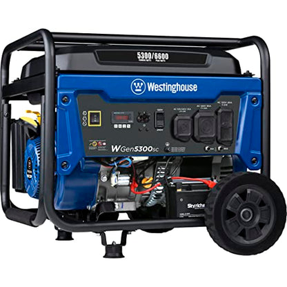 Westinghouse 6600 Watt Home Backup Portable Generator, Electric Start, Transfer Switch Ready 30A Outlet, RV Ready 30A Outlet, CO Sensor - style: 6600 Watts - Gas Only - Electric Start