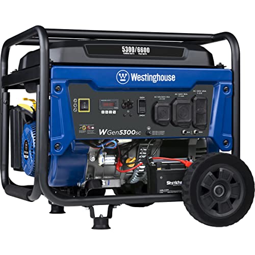Westinghouse 6600 Watt Home Backup Portable Generator, Electric Start, Transfer Switch Ready 30A Outlet, RV Ready 30A Outlet, CO Sensor - style: 6600 Watts - Gas Only - Electric Start