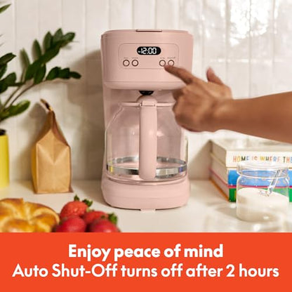 bella 12 Cup Programmable Coffee Maker, Reusable Dishwasher Safe Accessories, Easy LCD display, Auto Shutoff, 900 watt, Blossom - color: Blossom