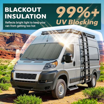Extra-Thick Windshield Cover for Ram Promaster Van 2014-2026, Insulated Blackout Sunshade with XPE Foam & Thinsulate Cotton, AllSeasonGuard Pro - color: Gray - Pro, size: Windshield
