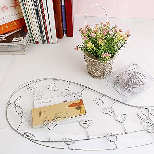 TFu Wall Hanging Photo Display, DIY Picture Photo Frame String with 12 Clips for Hanging Photos Notes and Artworks (Round Shape Clip) - size: Round shape clip