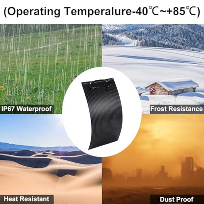 400W Semi-Flexible Solar Panel, 12V Monocrystalline Ultra-Flexible Bendable Mono Off-Grid Charger for Marine RV Cabin Van Car Boat Curve Surfaces (4PCS 100W) - size: 400W Panel