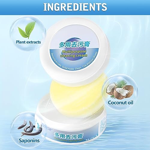 RUOQI Multi-Functional Cleaning and Stain Removal Cream With Sponge, 2023 New Multipurpose Cleaning Cream, White Shoe Cleaning Cream, White Shoe Cleaner, Decontaminate Solid Paste