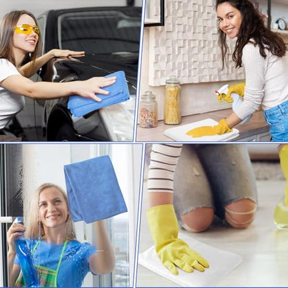 SmoothNovelty 10 Pcs Extra Large Microfiber Cloth 30" x 20" Large Floor Microfiber Towel Reusable Washable Free Lint Free Cloth Rag for Squeegee Mop Floor Window Housekeeping (White,Blue) - color: White, Blue