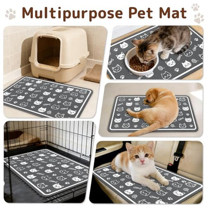 Dog Food Mat for Bowls, Absorbent Quick Dry Dog Cat Mats for Food and Water, Non-Slip Backing Pet Mat Pet Supplies - Cute Cat Pattern - color: Cat1