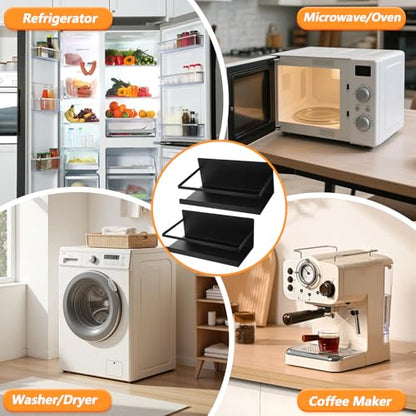 4 Pack Magnetic Spice Rack for Refrigerator, Strong Space Saving Shelf Organizer Single Tier Fridge Spice Storage Black