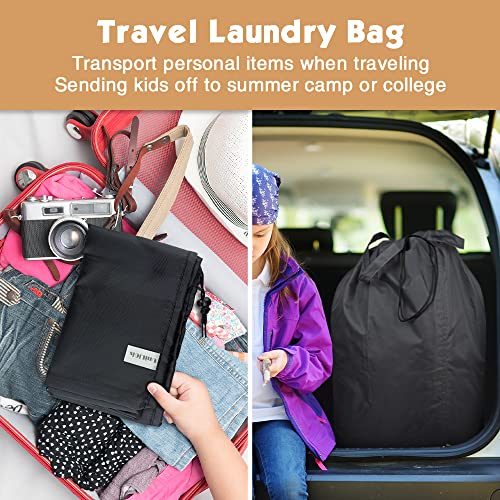 Washable Travel Laundry Bag with Handles and Drawstring, Heavy Duty Large Enough to Hold 3 Loads of Laundry, Fit a Laundry Basket or Clothes Hamper, 27.5x34.5 in,Grey and Black - color: Grey and Black (1 Pack)