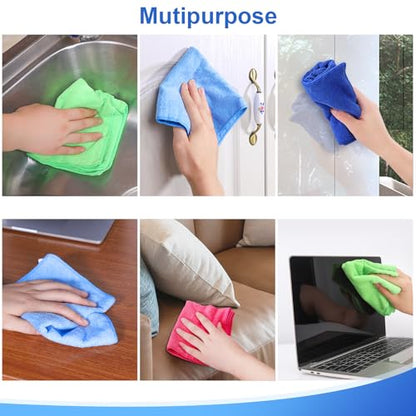 12Pcs Premium Microfiber Cleaning Cloth, Highly Absorbent Household Cleaning Supplies - for Kitchen Towels, Dish Cloths, Dust Rag