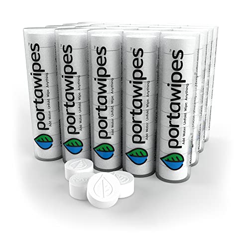 Portawipes Compressed Toilet Paper Tablet Coin Tissues | 200 Pack with 20 Carrying Cases | Toilet Paper Tablets | Compressed Towels | Expandable Wipes | Soft & Odor Free - size: 10 Count (Pack of 20)