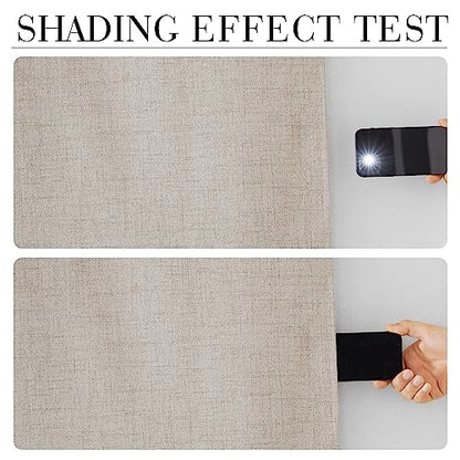 RYB HOME Natural Beige 100% Blackout Curtains 63 inch Long, Light Blacking & Thermal Insulated Curtains for Nursery/Bedroom/Kids'Room, Back Tab & Rod Pocket Window Treatment, W52 x L63, 2 Panels - color: Natural Beige, size: 52"W x 63"L (Pack of 2)