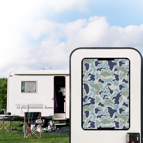 Camo Hunting Fish RV Door Shade Window Cover Fashion Camper Door Window Blackout Shade Foldable Sun Blackout Fabric Curtains for Camper Trailer Coverings - color: Camo Hunting Fish Print