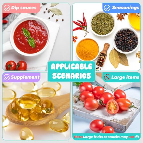 LIEMAND 6x2.7oz Salad Dressing Container to Go, Leakproof Reusable Stainless Steel small container with lid,Sauce Containers for Lunch box,Picnics,Travel,Office and Meal Prep-Square - color: Rainbow, size: 2.7oz-Square