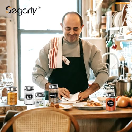Segarty Glass Spice Jars, 3 Pack 5oz Spice Jars with Label, Empty Spice Containers with Shaker Lids, Seasoning Bottles with 136 Stickers, 1 Marker Pen and 1 Brush, Salt Pepper Shakers Set - size: 5oz / 150ml