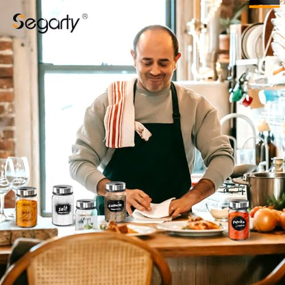 Segarty Glass Spice Jars, 3 Pack 5oz Spice Jars with Label, Empty Spice Containers with Shaker Lids, Seasoning Bottles with 136 Stickers, 1 Marker Pen and 1 Brush, Salt Pepper Shakers Set - size: 5oz / 150ml