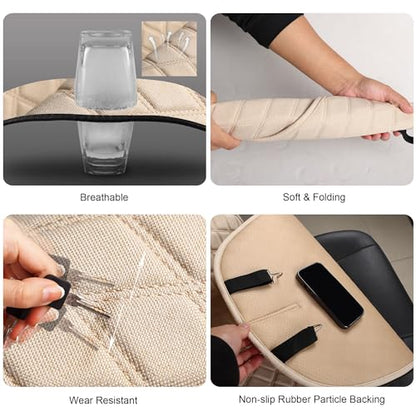 ENOGE Linen Car Seat Covers Front Seat Covers Breathable Cloth Fabric Car Seat Protector Universal Fit Most Automotive, Van, SUV, Trucks (Beige, 2 Front) - color: Linen-Beige-2