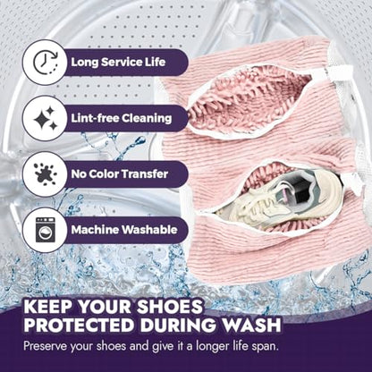 Shoe Cleaning Kit: Shoe Washing Bag (2pcs), Mesh Laundry Bag for Shoe Dryer and Adjustable Shoe Trees (5 pc kit)