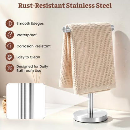 T-Shape Bath Hand Towel Holder Stand, Stainless Steel Free Standing Hand Towel Rack, for Bathroom Kitchen & Countertop, Silver, 2 Pack - color: Silver-2 Pack