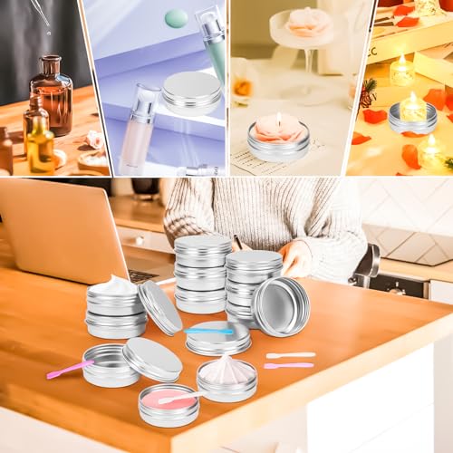 16Pack 2oz Tin Jars, 60ml Metal Tin cans, 2Ounce Aluminum tin can jar Containers with Screw Lid for Lotion Bars, Spices, Salve, Balms, Beard Balm, Toiletries, Creams, Samples, Makeup Cosmetic - color: Silver