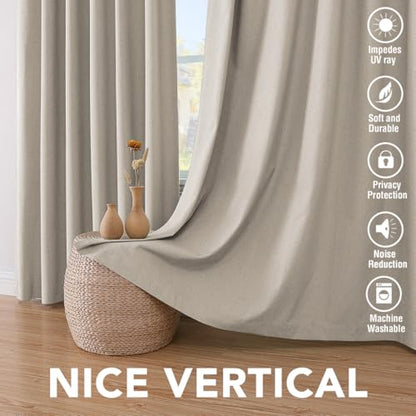H.VERSAILTEX Linen Look 100% Blackout Curtains for Bedroom Full Light Blocking Rod Pocket Linen Textured Thick Window Curtain Drapes with White Backing 2 Panels, 42" W x 45" L, Cobblestone - color: Cobblestone, size: 42"W x 45"L (Pack of 2)