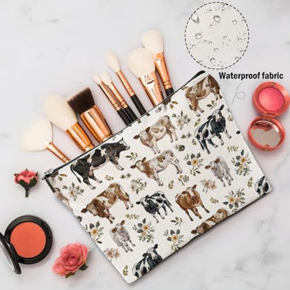 Cow Gifts, Cow Print Stuff Makeup Bag, Cosmetic Bag Travel Pouch, Animal Lovers Friendship Graduation Birthday Gifts for Women Girls Daughter Sisters Bestie Best Friend - color: Multicolor 0079