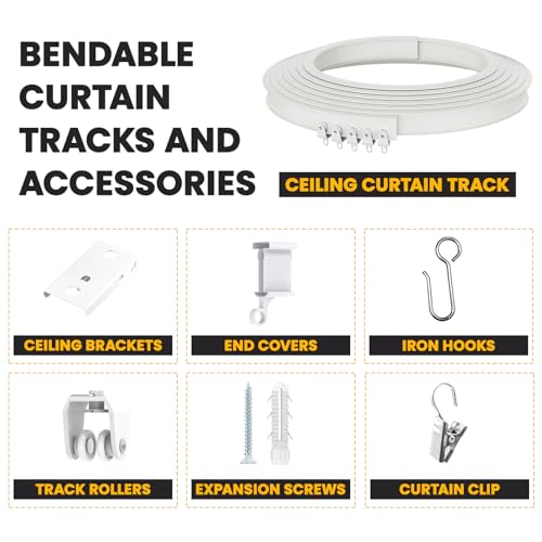 Flexible Bendable Ceiling Curtain Track, Mount for Curtain Rail with Curtain Tracks System, Room Divider, Curtains Rod, RV Ceiling Track, 9.8 FT/ 3 M, White - color: White, size: 3 M/ 9.8 FT