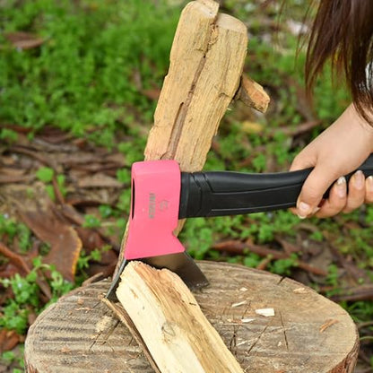 KSEIBI Hatchet with Sheath, Camping Axe for Splitting and Kindling Wood, Forged Steel Blade with Anti-Slip and Shock Reduction Handle Great Throwing Hatchets Pink - style: Rosy Riviera