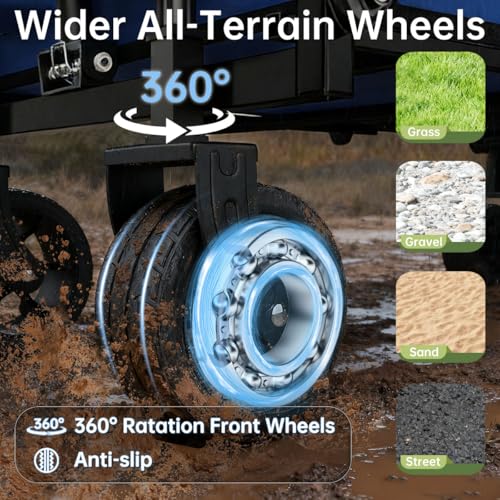 Extra Long Collapsible Wagon Cart, 480LBS Heavy Duty Utility Wagons with All-Terrain Wheels, Foldable Grocery Carts for Gardening, Shopping, Beach, Camping, Royal Blue - color: Royal Blue
