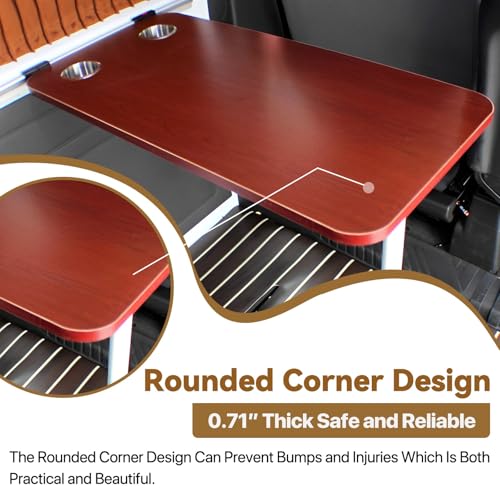 RV Wall Mounted Table With Two Cup Slots Rv Dinette Table Wall Mounted Desk Wood Folding Camper Table for Motorhome Home Office Folding RV Table For Small Space Foldable Multifunctional Table(Red) - color: Red